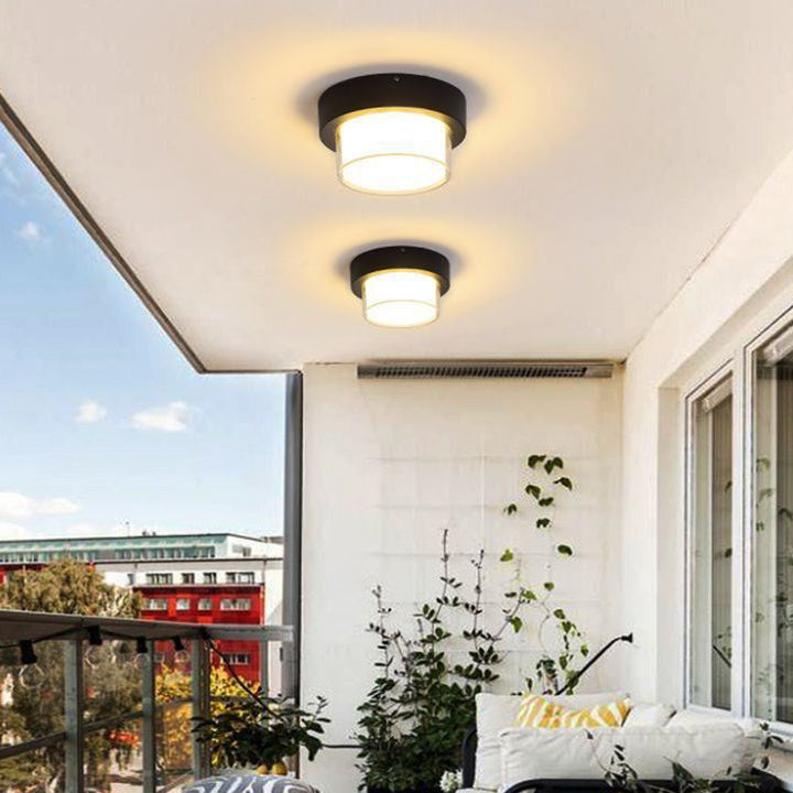 Moderne Minimalistische Wasserdichte Quadratische Runde Zylinder Druckguss Aluminium Acryl LED Flush Mount Deckenleuchte Für Außenpatio