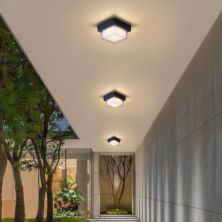 Moderne Minimalistische Wasserdichte Quadratische Runde Zylinder Druckguss Aluminium Acryl LED Flush Mount Deckenleuchte Für Außenpatio