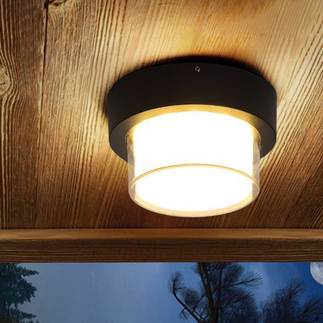 Moderne Minimalistische Wasserdichte Quadratische Runde Zylinder Druckguss Aluminium Acryl LED Flush Mount Deckenleuchte Für Außenpatio