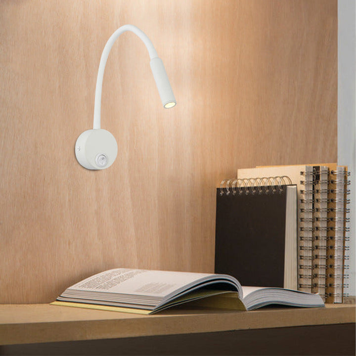 Moderne Minimalistische Eisen Runde Flexible Biegung Rohr LED Leseleuchte Wandlampe für Schlafzimmer