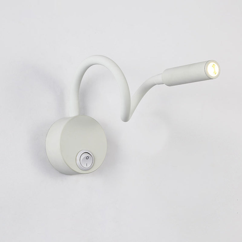 Moderne Minimalistische Eisen Runde Flexible Biegung Rohr LED Leseleuchte Wandlampe für Schlafzimmer