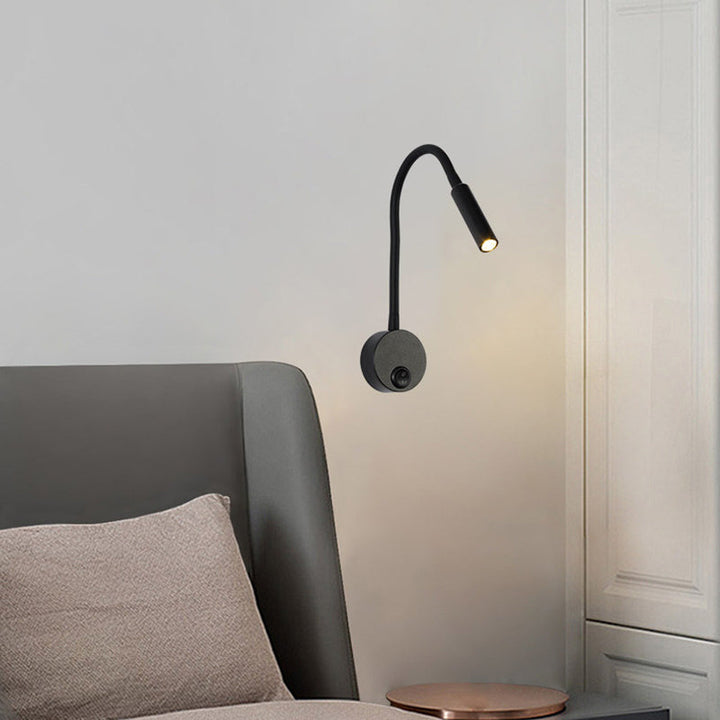 Moderne Minimalistische Eisen Runde Flexible Biegung Rohr LED Leseleuchte Wandlampe für Schlafzimmer