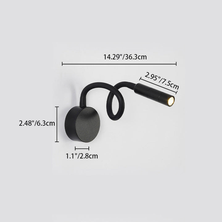 Moderne Minimalistische Eisen Runde Flexible Biegung Rohr LED Leseleuchte Wandlampe für Schlafzimmer