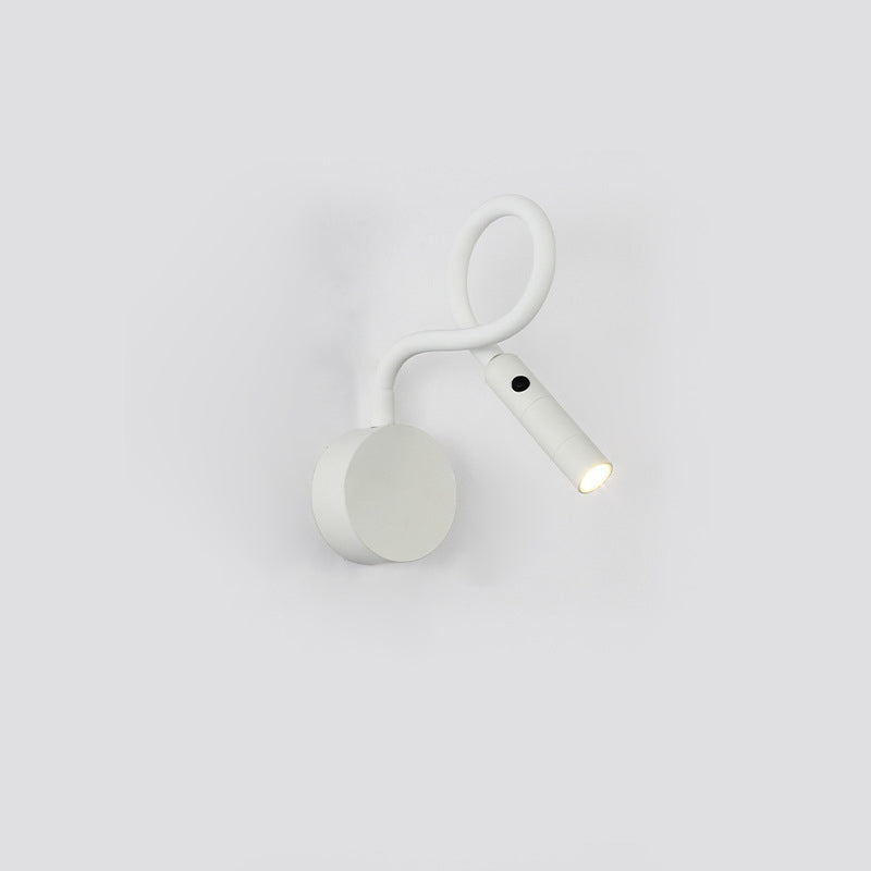 Moderne Minimalistische Eisen Runde Flexible Biegung Rohr LED Leseleuchte Wandlampe für Schlafzimmer