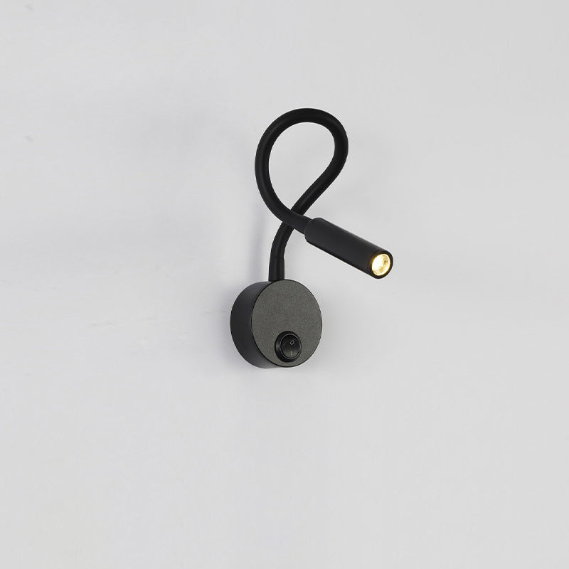 Moderne Minimalistische Eisen Runde Flexible Biegung Rohr LED Leseleuchte Wandlampe für Schlafzimmer