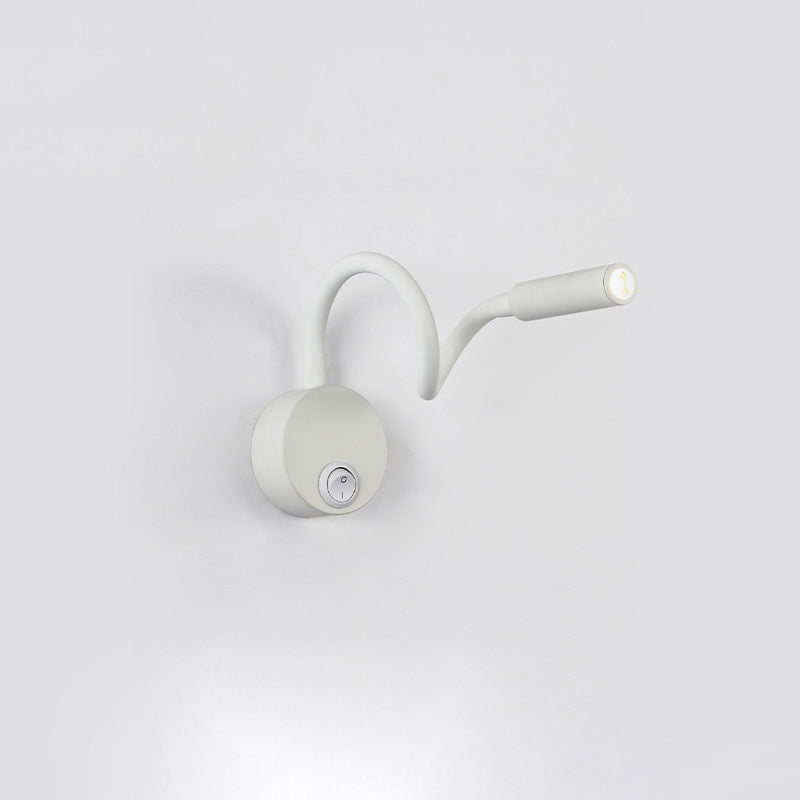 Moderne Minimalistische Eisen Runde Flexible Biegung Rohr LED Leseleuchte Wandlampe für Schlafzimmer