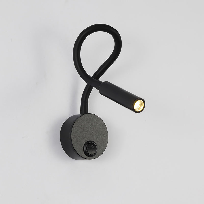 Moderne Minimalistische Eisen Runde Flexible Biegung Rohr LED Leseleuchte Wandlampe für Schlafzimmer