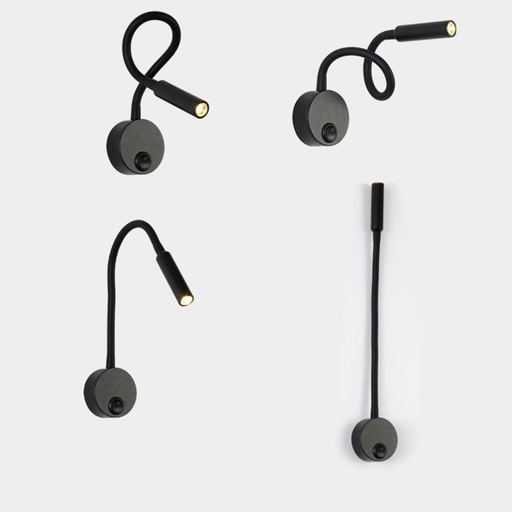 Moderne Minimalistische Eisen Runde Flexible Biegung Rohr LED Leseleuchte Wandlampe für Schlafzimmer