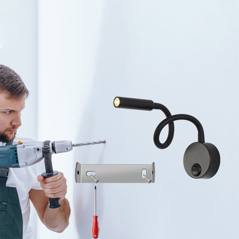 Moderne Minimalistische Eisen Runde Flexible Biegung Rohr LED Leseleuchte Wandlampe für Schlafzimmer