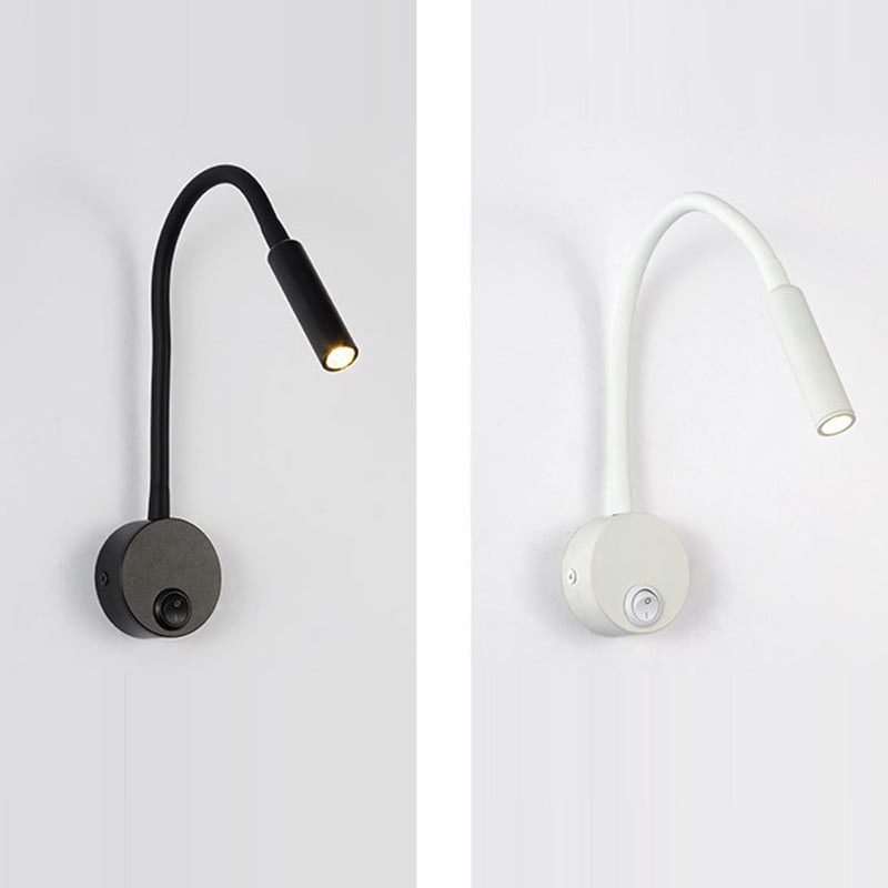 Moderne Minimalistische Eisen Runde Flexible Biegung Rohr LED Leseleuchte Wandlampe für Schlafzimmer