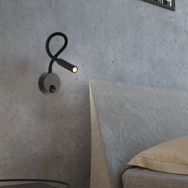 Moderne Minimalistische Eisen Runde Flexible Biegung Rohr LED Leseleuchte Wandlampe für Schlafzimmer