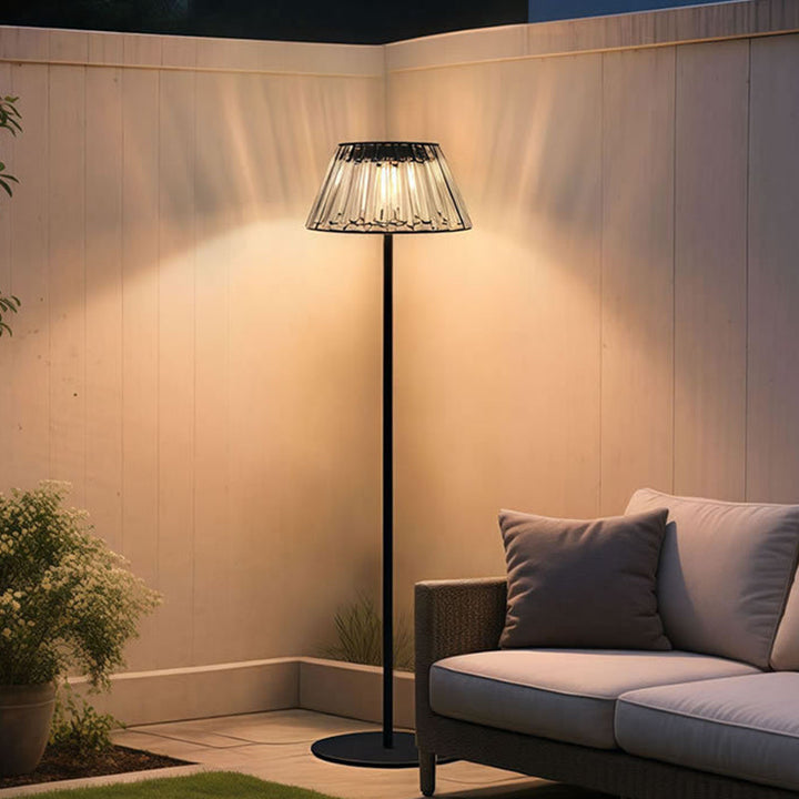 Zeitgenössische Industrie Wasserdicht Solar USB Eisen Glas Außen LED Stehlampe Für Garten