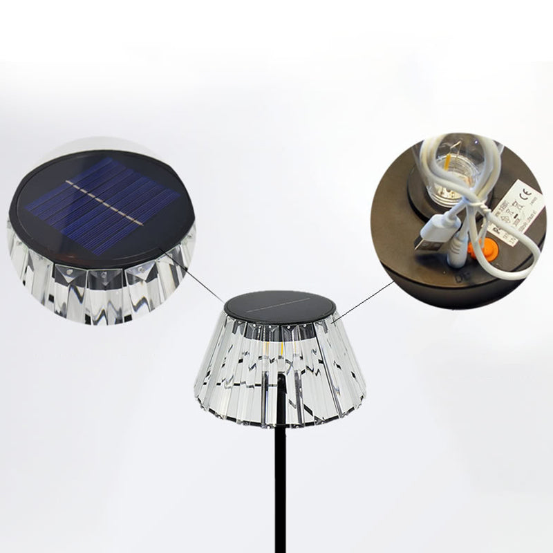 Zeitgenössische Industrie Wasserdichte Solar-USB Eisen Glas Außen LED Steh Bodenlampe für Garten