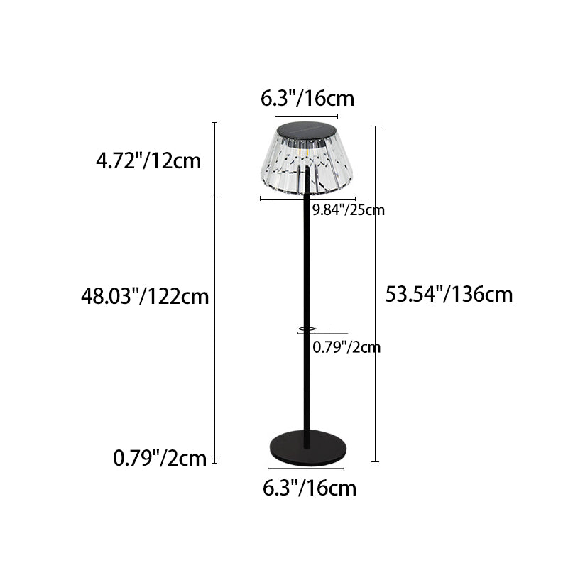Zeitgenössische Industrie Wasserdichte Solar-USB Eisen Glas Außen LED Steh Bodenlampe für Garten