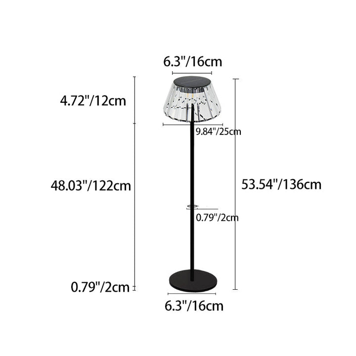 Zeitgenössische Industrie Wasserdichte Solar-USB Eisen Glas Außen LED Steh Bodenlampe für Garten