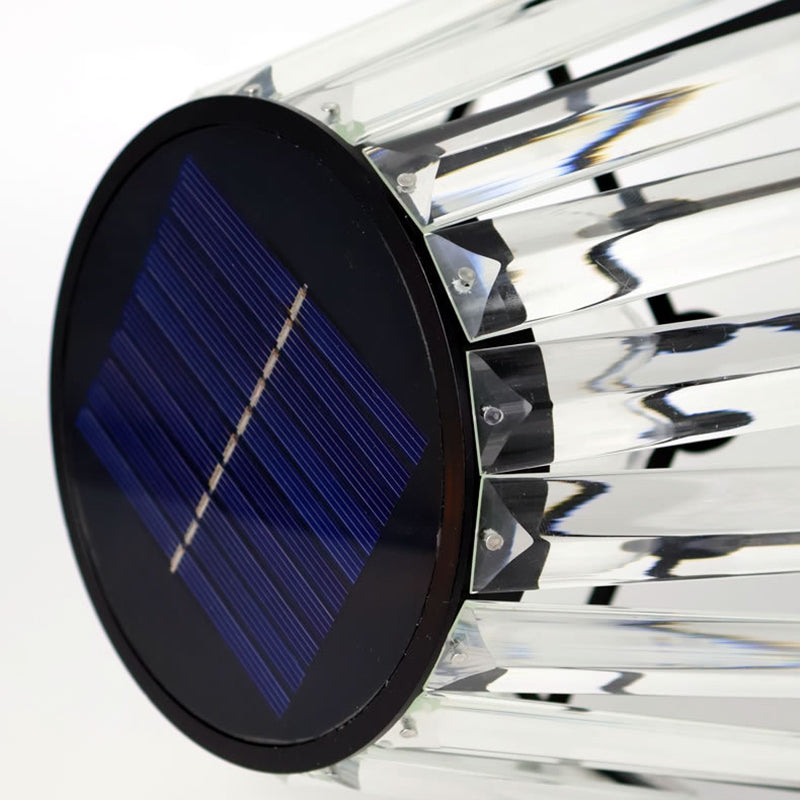 Zeitgenössische Industrie Wasserdichte Solar-USB Eisen Glas Außen LED Steh Bodenlampe für Garten