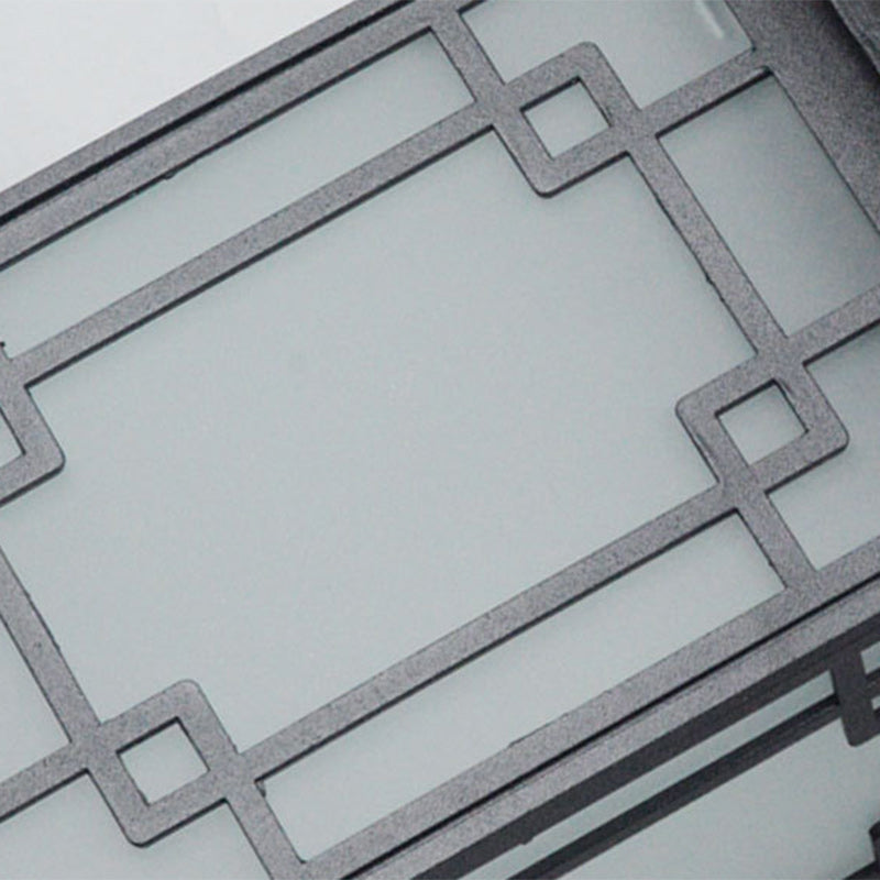 Traditionelle chinesische wasserdichte Eisen-Aluminium-Glas-Zylinder-Pergola 1-Licht Semi-Flush-Mount-Deckenleuchte Außenleuchte für Patio im Freien