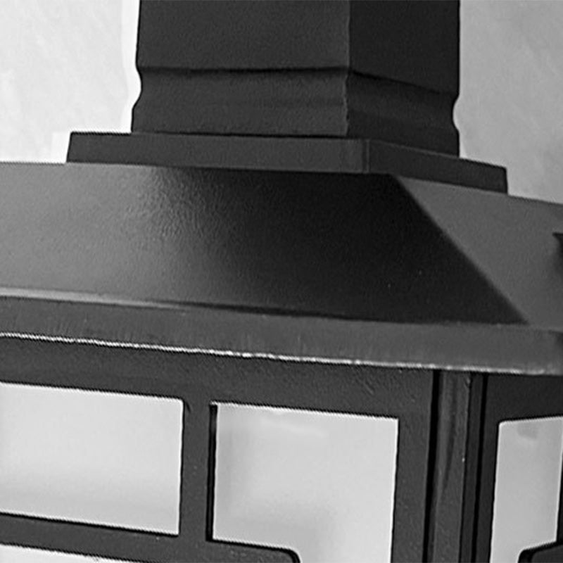 Traditionelle chinesische wasserdichte Eisen-Aluminium-Glas-Zylinder-Pergola 1-Licht Semi-Flush-Mount-Deckenleuchte Außenleuchte für Patio im Freien