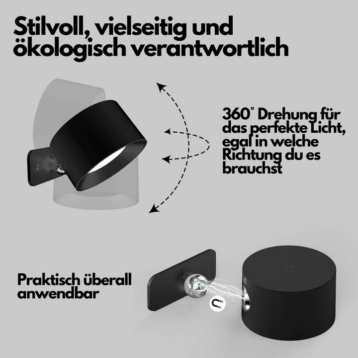 360° kabellose wiederaufladbare Wandlampe | Vielseitige LED-Beleuchtungslösung
