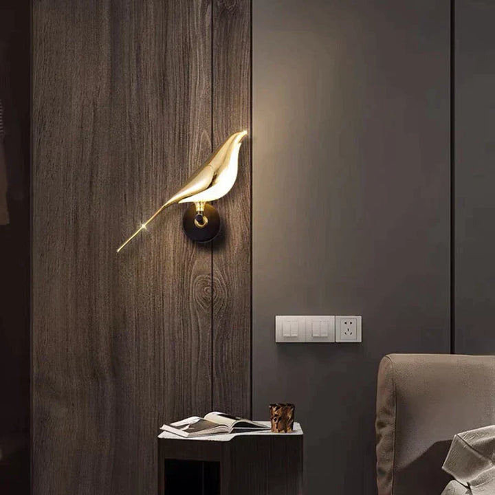 Moderne Vogel Wandlampe Gold - Minimalistische Wandbeleuchtung für dekorative Beleuchtung