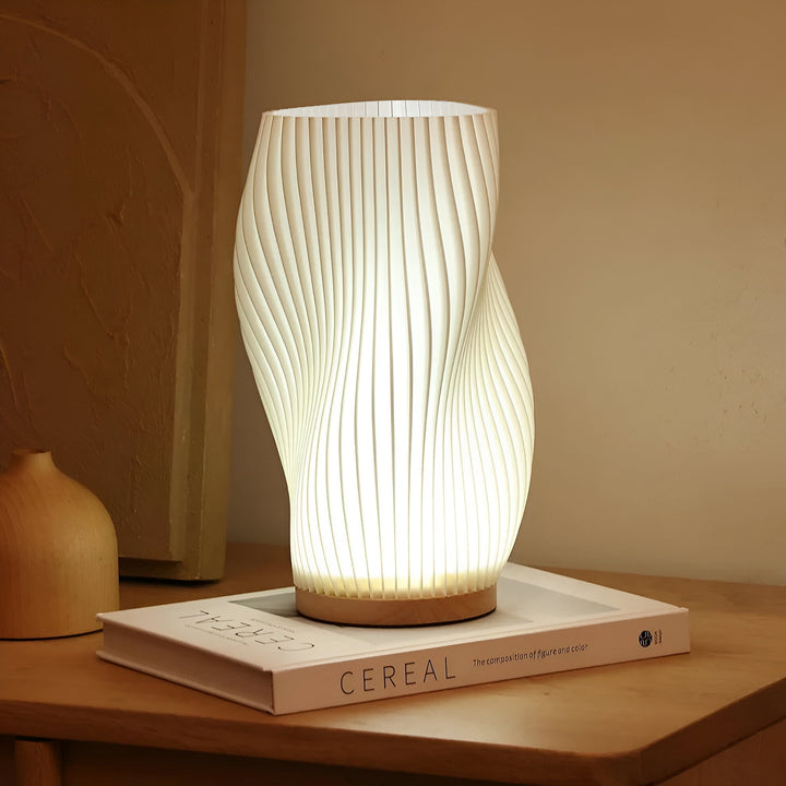 DreamWave - Moderne cremefarbene 3D-Wellenlampe mit elegantem Metallrahmen