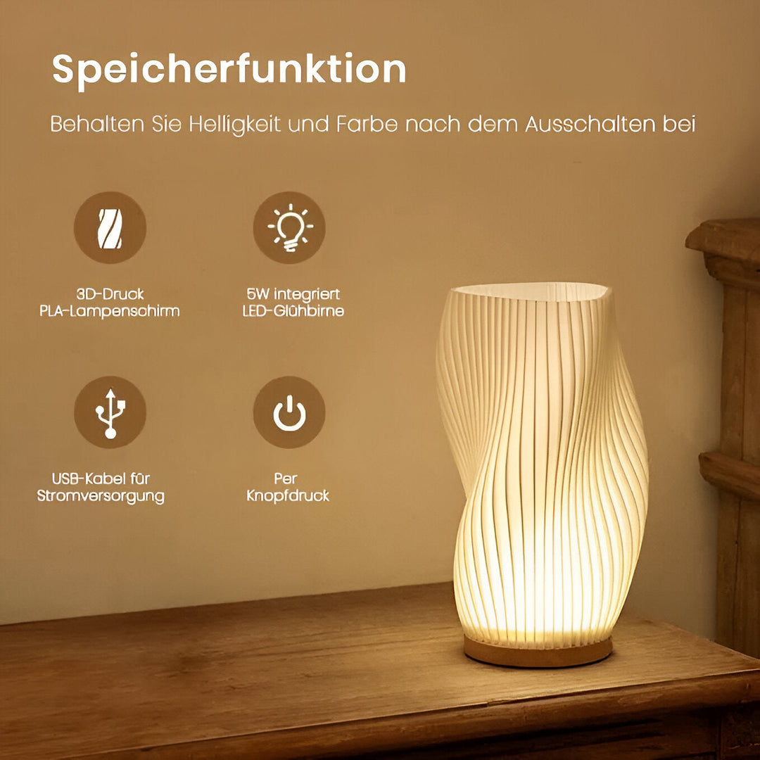 DreamWave - Moderne cremefarbene 3D-Wellenlampe mit elegantem Metallrahmen