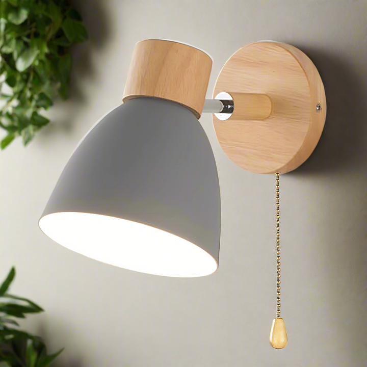 Nordic-moderne hängende Schalter-Wandlampe aus Holz