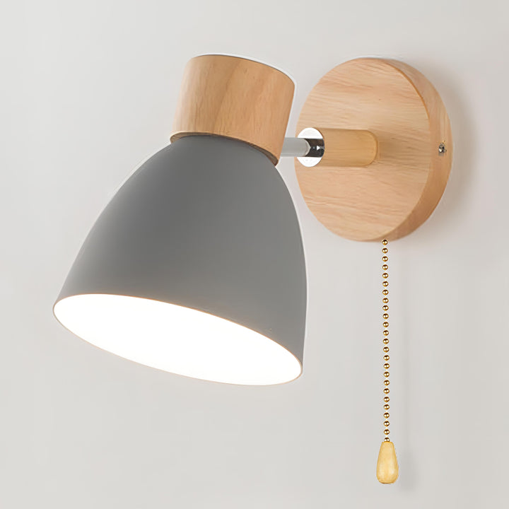 Nordic-moderne hängende Schalter-Wandlampe aus Holz