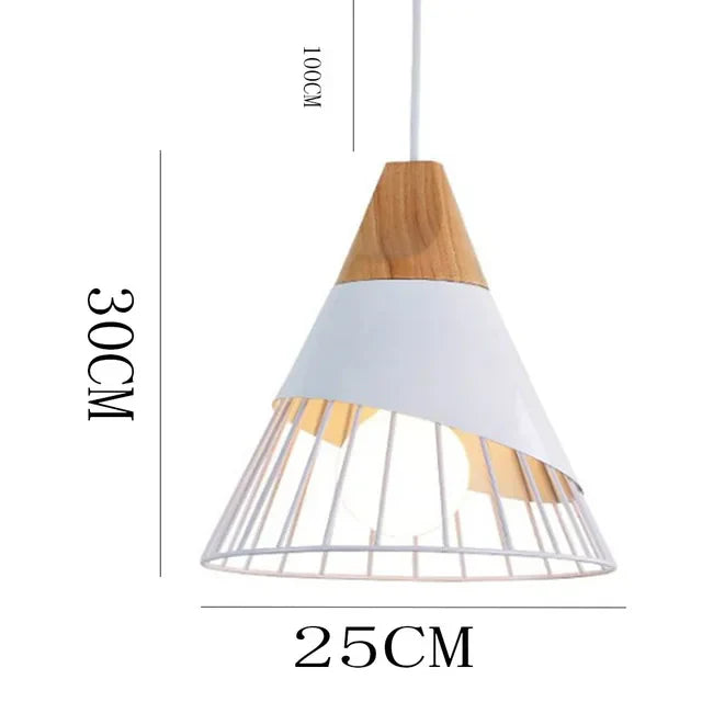 Vintage Pendelleuchte mit Kabel – Industrielle Hängeleuchte aus Metall und Holz