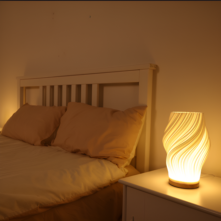 DreamWave - Moderne cremefarbene 3D-Wellenlampe mit elegantem Metallrahmen