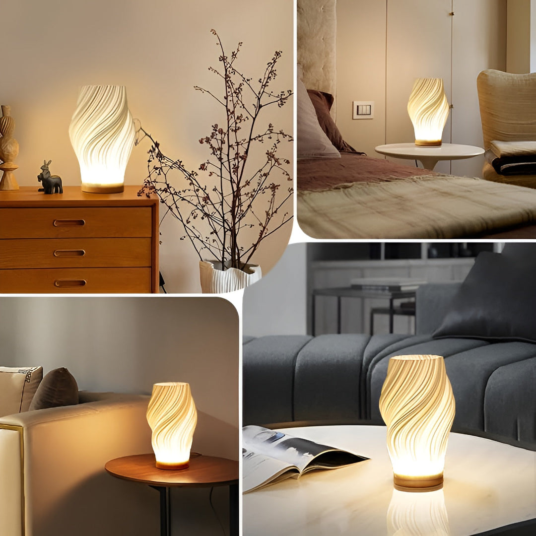 DreamWave - Moderne cremefarbene 3D-Wellenlampe mit elegantem Metallrahmen