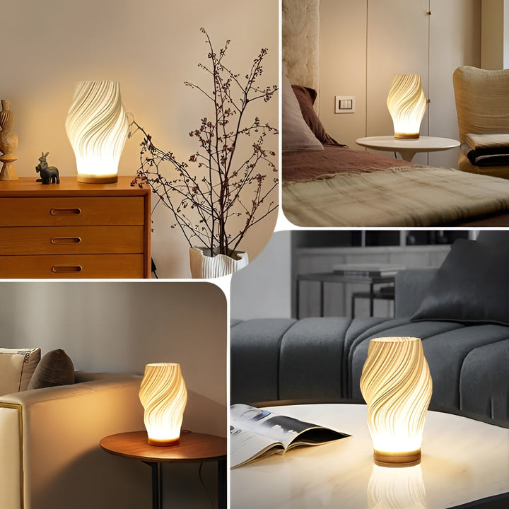 DreamWave - Moderne cremefarbene 3D-Wellenlampe mit elegantem Metallrahmen