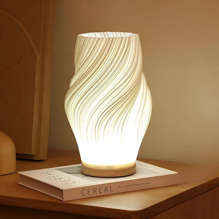 DreamWave - Moderne cremefarbene 3D-Wellenlampe mit elegantem Metallrahmen