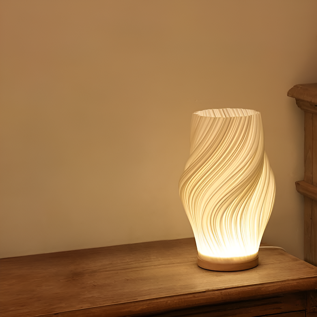 DreamWave - Moderne cremefarbene 3D-Wellenlampe mit elegantem Metallrahmen