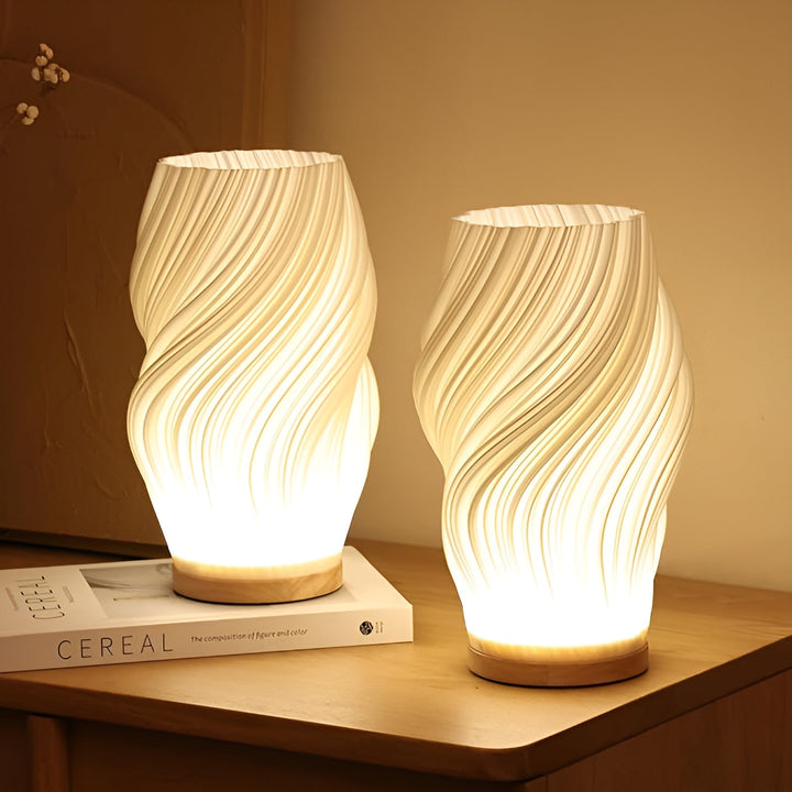 DreamWave - Moderne cremefarbene 3D-Wellenlampe mit elegantem Metallrahmen