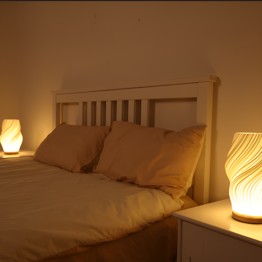DreamWave - Moderne cremefarbene 3D-Wellenlampe mit elegantem Metallrahmen