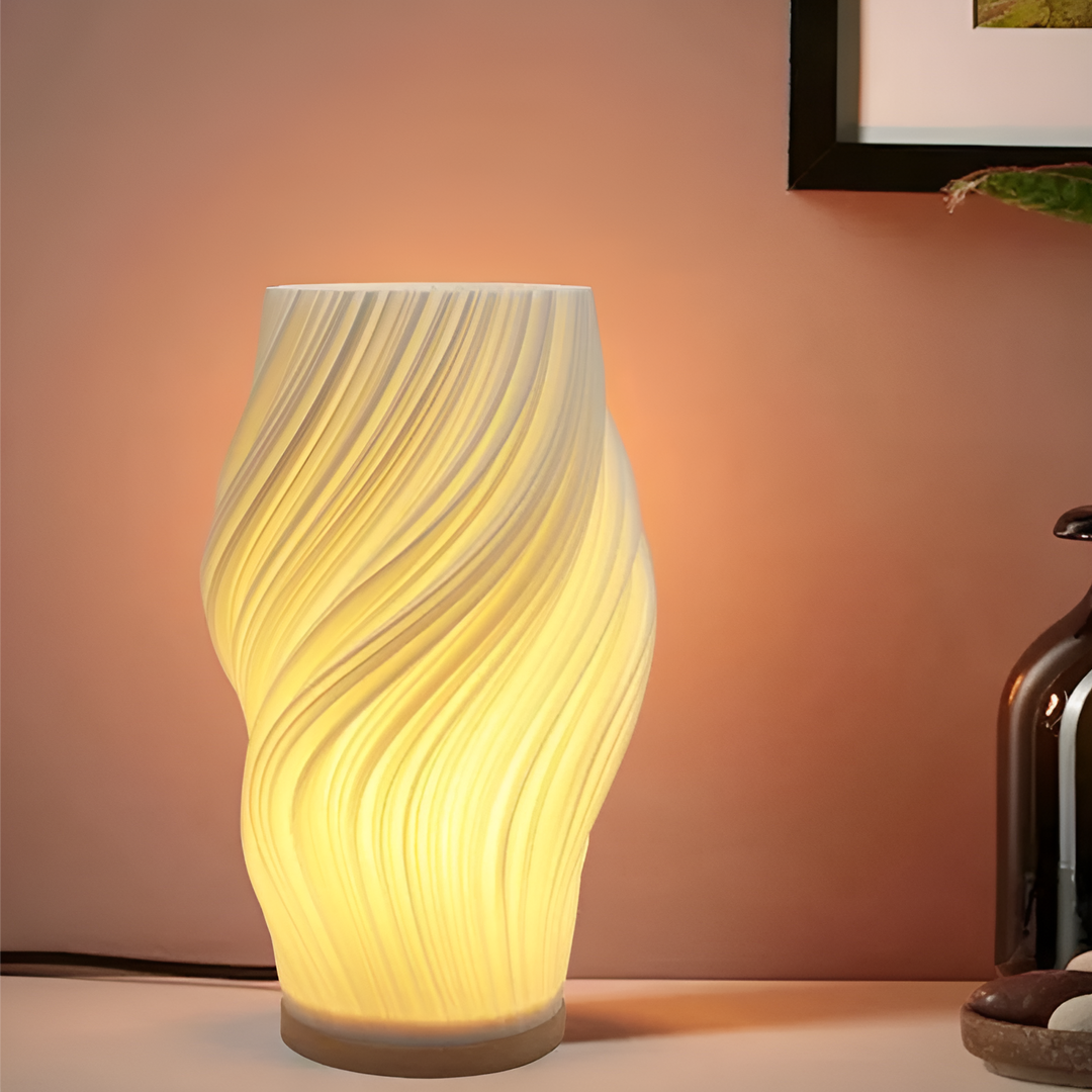 DreamWave - Moderne cremefarbene 3D-Wellenlampe mit elegantem Metallrahmen