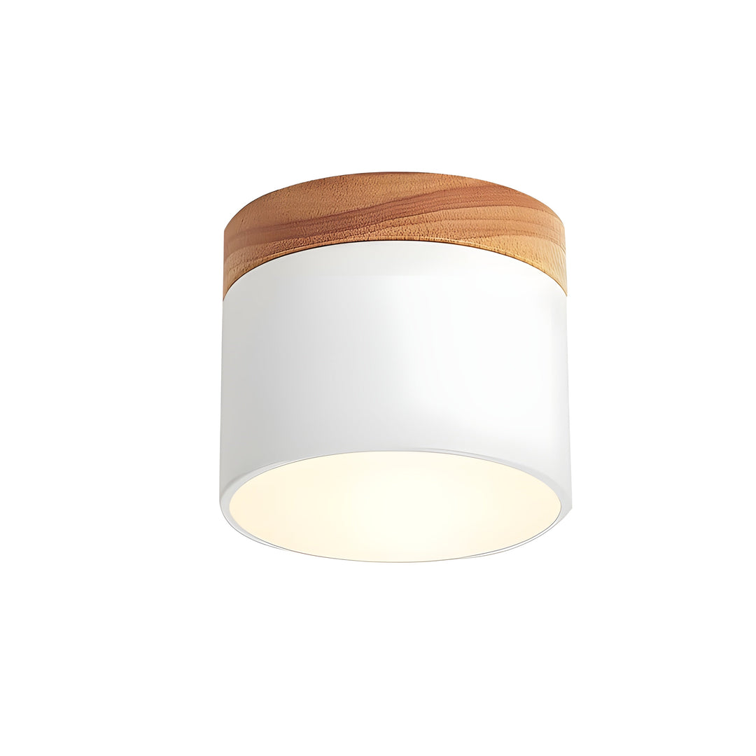 LED-Deckenlampe in Zylinderform – Warmes Licht im Vintage-Industriedesign | Mit dekorativem Holzelement