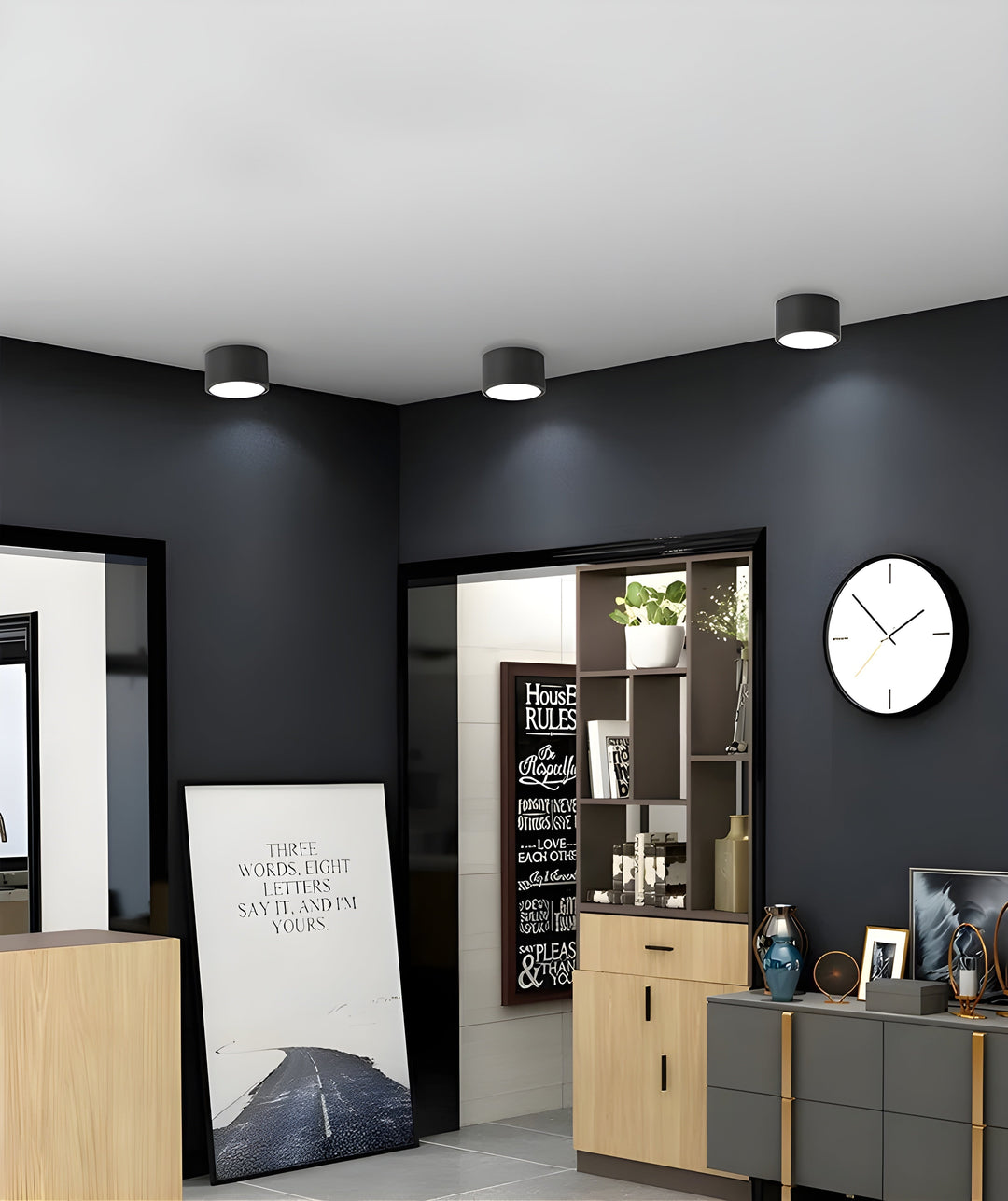 LED-Deckenlampe in Zylinderform – Warmes Licht im Vintage-Industriedesign | Mit dekorativem Holzelement
