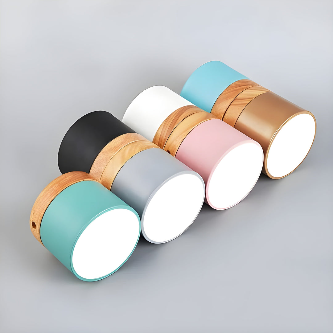 LED-Deckenlampe in Zylinderform – Warmes Licht im Vintage-Industriedesign | Mit dekorativem Holzelement