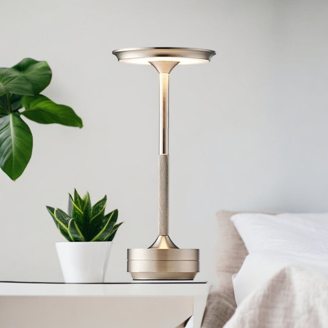 Kabellose wiederaufladbare moderne Aura-Tischlampe mit Touch-Steuerung | Drahtloses LED-Licht für moderne Beistelltische und Bürotische | Minimalistische Tischlampe
