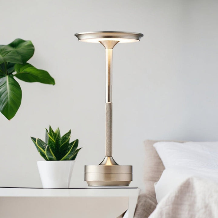 Kabellose wiederaufladbare moderne Aura-Tischlampe mit Touch-Steuerung | Drahtloses LED-Licht für moderne Beistelltische und Bürotische | Minimalistische Tischlampe