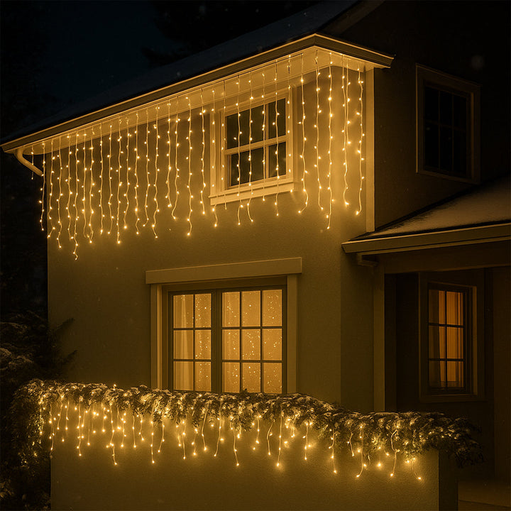 Feenlichter mit Eiszapfen 95 LED 3 Meter, warmweiß