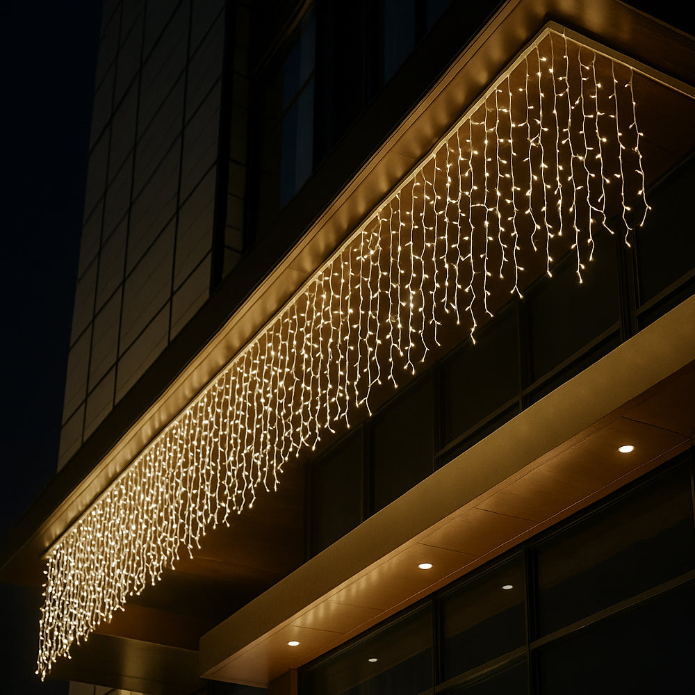Feenlichter mit Eiszapfen 95 LED 3 Meter, warmweiß