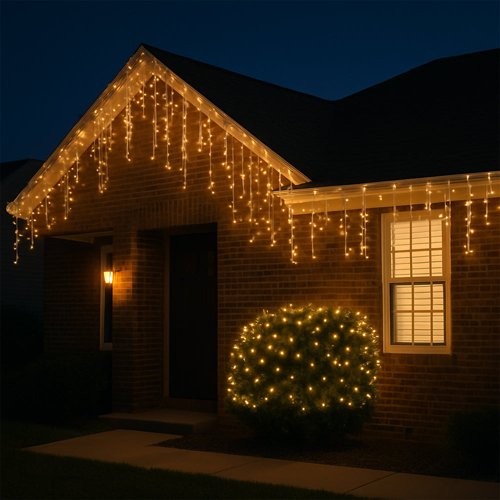 Feenlichter mit Eiszapfen 95 LED 3 Meter, warmweiß