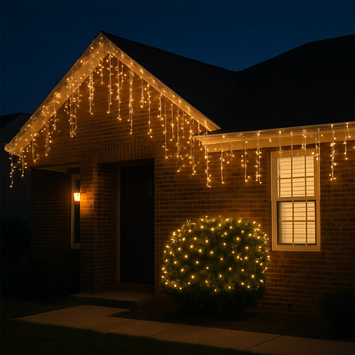 Feenlichter mit Eiszapfen 95 LED 3 Meter, warmweiß