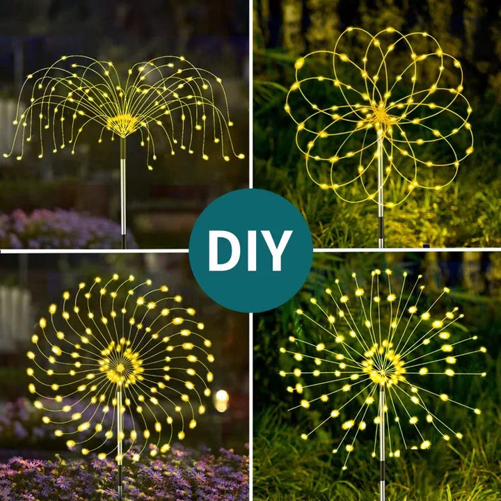4-teilige Solar Feuerwerk Gartenlichter - Wetterfeste LED Dekorationsbeleuchtung, Solarenergie für Garten und Terrasse