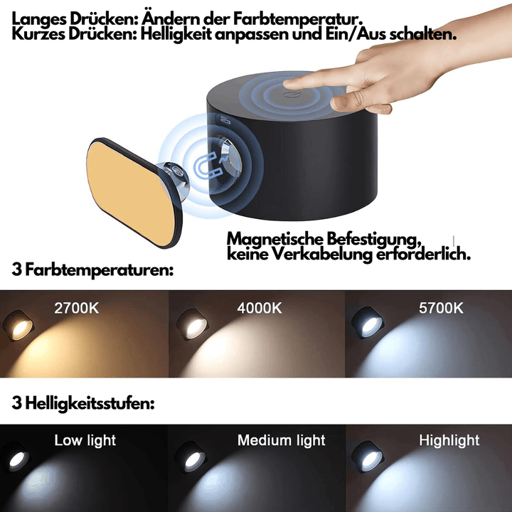 360° kabellose wiederaufladbare Wandlampe | Vielseitige LED-Beleuchtungslösung