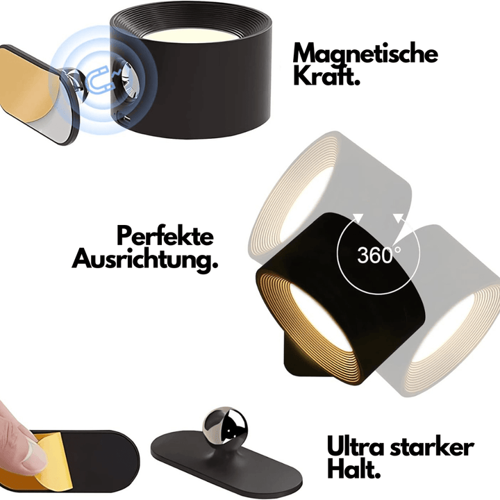 360° kabellose wiederaufladbare Wandlampe | Vielseitige LED-Beleuchtungslösung