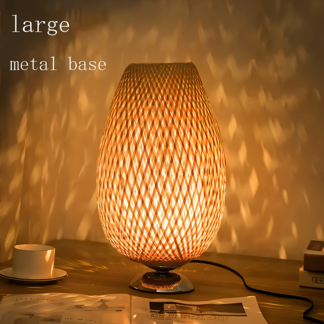 NatureHue Vintage Bamboo Tischlampe Kreative Geflochtene Rattan Schreibtischlampe